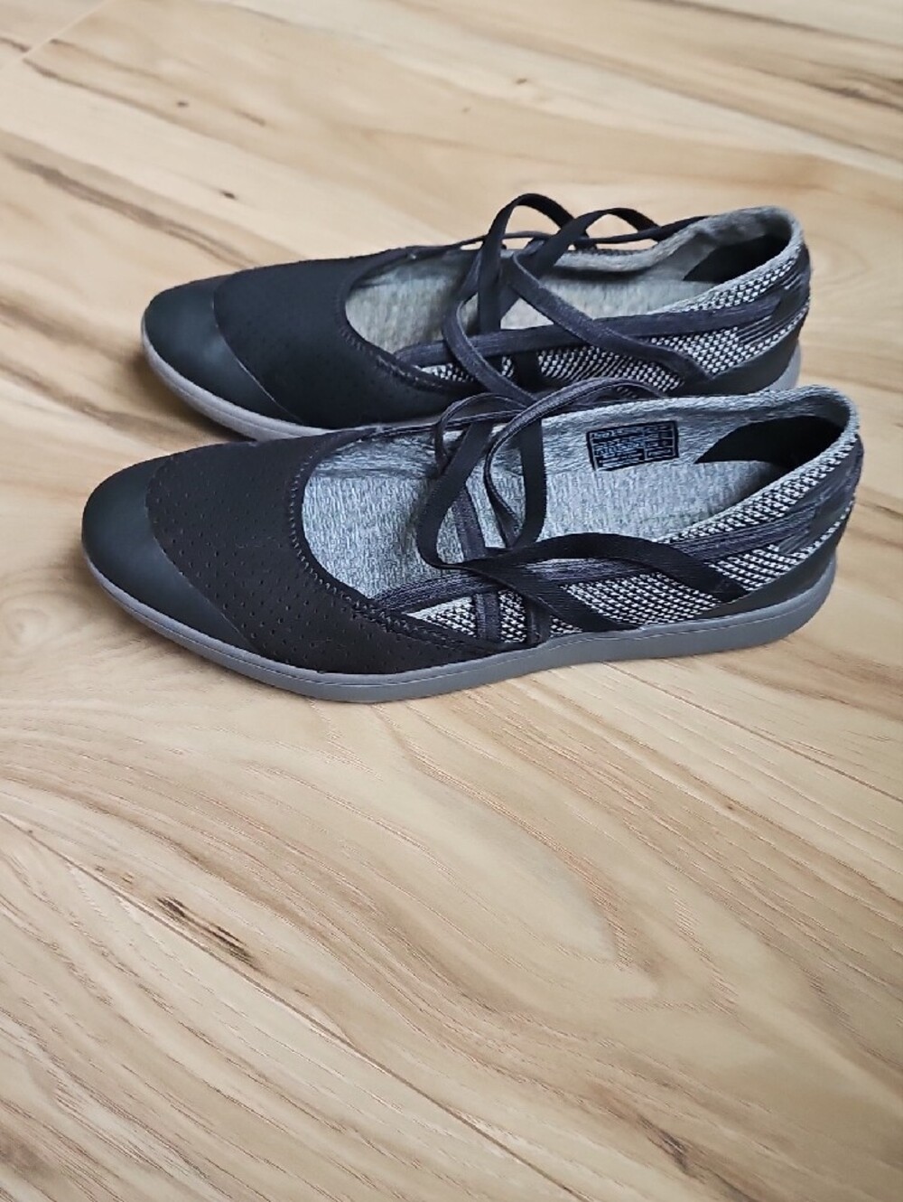 Teva Black Perforated Mary Jane Flats with Cross Straps
